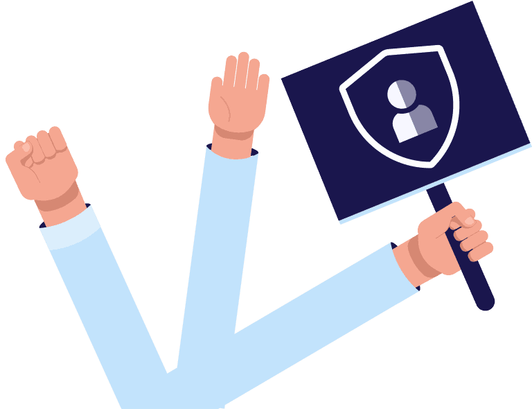 Decorative illustration of solidarity and support - tablet