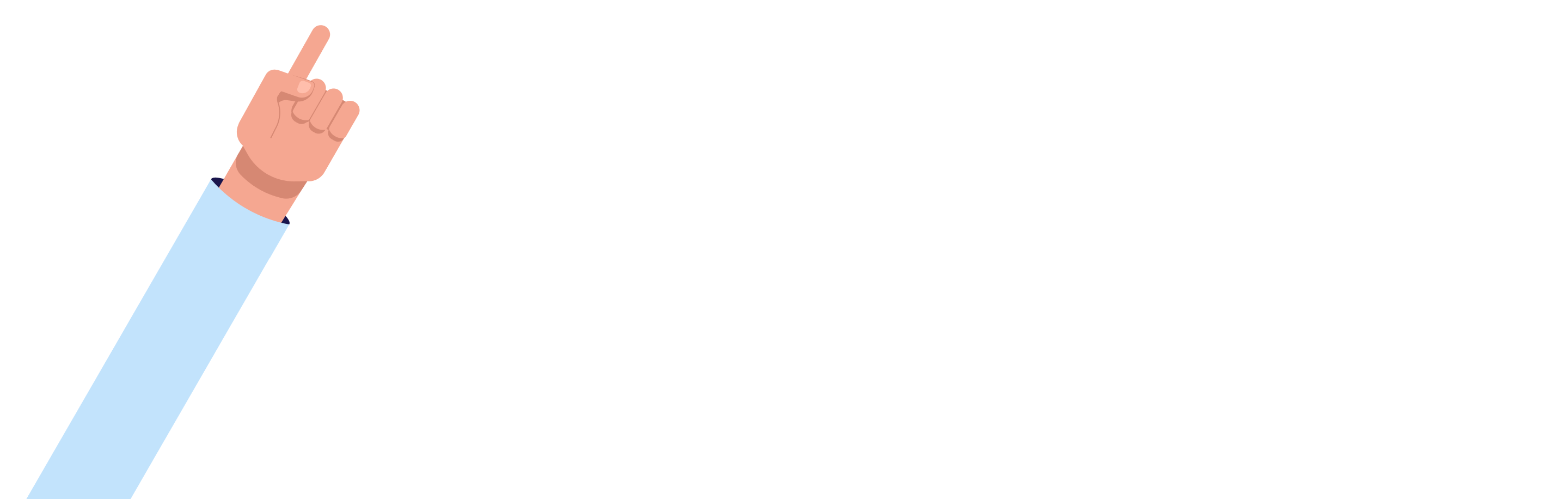 Decorative arm illustration for desktop with many jobs